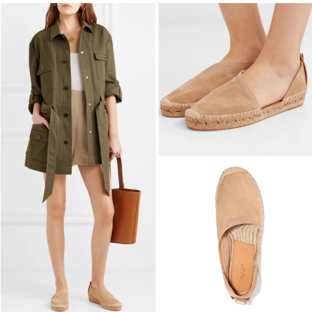 NWT rag & bone Delos Espadrille in Sand (Tan) Suede Size 5 or 8.5 MSRP $295